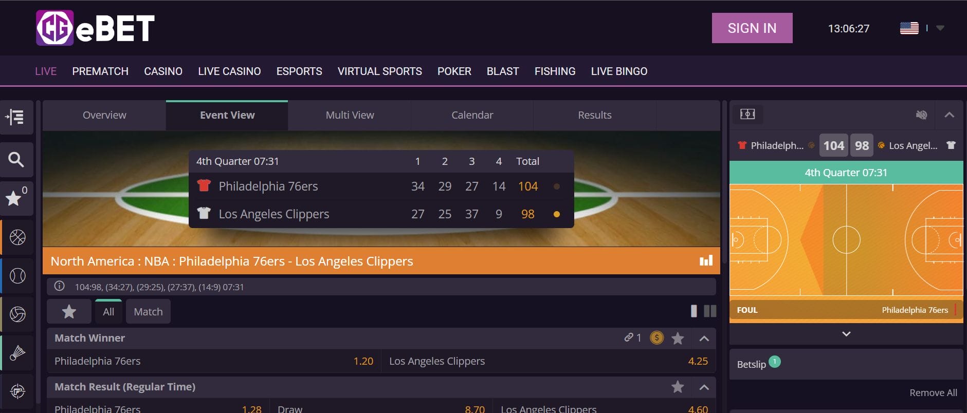 CGeBET Online Betting Dashboard