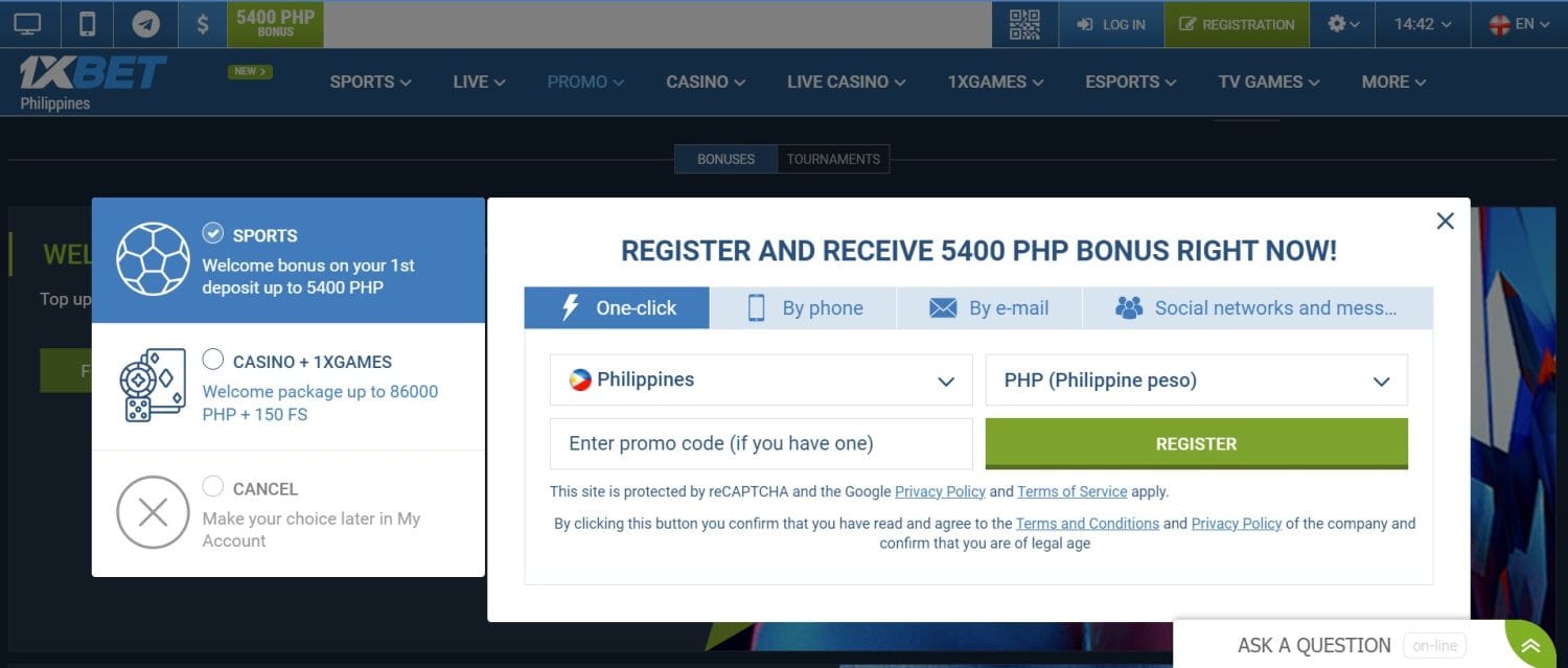 1xBet Registration